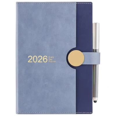 Image of Academic Diary 2026 A5 Page a Day, from January to December 2026, 12 Months Daily Planner,Hardcover with Pen (Blue)