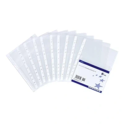 Image of 5 Star Elite Expanding Punched Pocket with Flap Polypropylene Top Opening 170 Micron A4 Clear [Pack 10] + Free finchley Refill Pen (1)