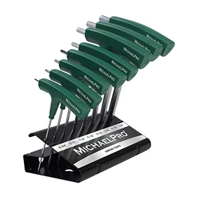 Image of MichaelPro MP001045 8 Piece Two Way T Handle Ball End Allen Wrench Set, Key Bar Keys Key, Allan Keys, Hex Set with Convenient Storage Stand (SAE, Green)