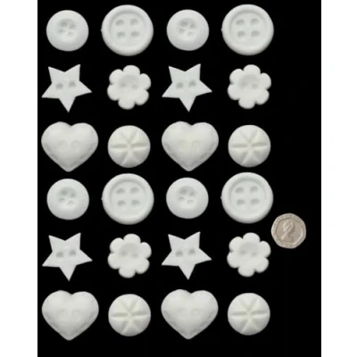 Image of 24 x Edible 3D Mixed Buttons icing toppers, cake cupcakes decorations (Bespoke Colour)