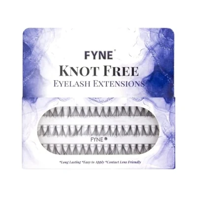 Image of FYNE KNOT FREE Individual Eyelashes, Black [60 Pcs, Ultra Thick Medium 10mm, Single Pack] lashes, Eyelash Extensions, Natural Look Volume Cluster Lashes Premium False Lash