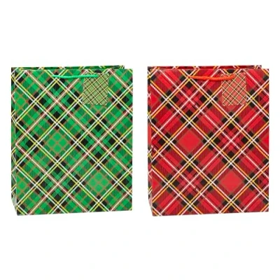 Image of TSI Tartan Gift Bags Pack of 12 Large (H x W D) 32 26 13.5 cm Item No. 87312