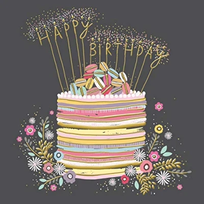 Image of Peach and Prosecco Birthday Cake Greeting Card