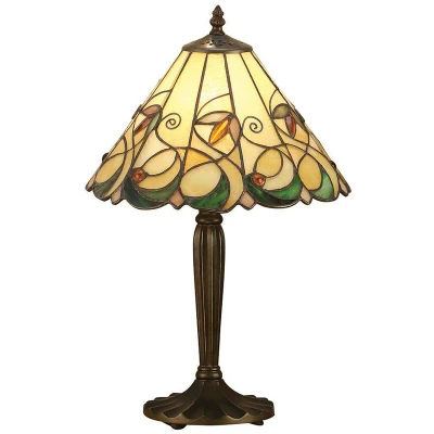 Image of Jamelia 1 Light Small Table Lamp Tiffany Glass, Dark Bronze Paint with Highlights, E27
