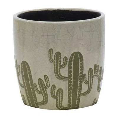 Image of Plant Pot, Ceramic, Green/Grey, 17.5x16.5cm
