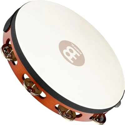 Image of Meinl Percussion Traditional Headed Tambourine With Goat Skin Head 10 inch Diameter Siam Oak / Steel, Antique Brown Natural (TAH1AB)