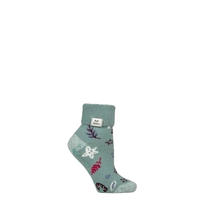 Image of Women&#039;s 1 Pair SOCKSHOP Heat Holders Turn Over Cuff Lounge Lite Slipper Socks Winter Bloom 4 8