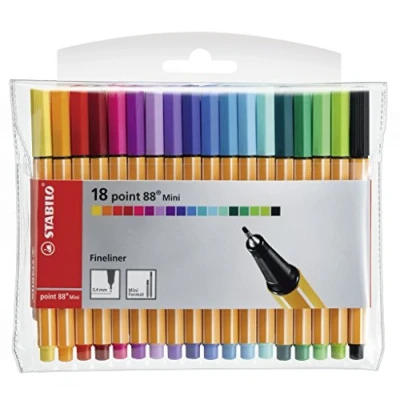 Image of Fineliner STABILO point 88 MINI Wallet of 18 Assorted Colours