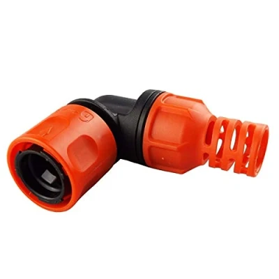 Image of Angled Hose Connector with Protector for Reel Cart Prevents Kinking