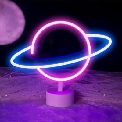 Image of Planet Neon Light, Bedroom Night LED Light Signs Powered by Battery/USB, Decoration for Christmas Birthday Party Table Lamp Children Gifts