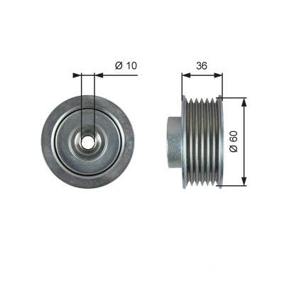 Image of 4916065D40 Idler Pulley GATES T36753 PowerGrip with grooves SUZUKI: Grand Vitara 1 SUV