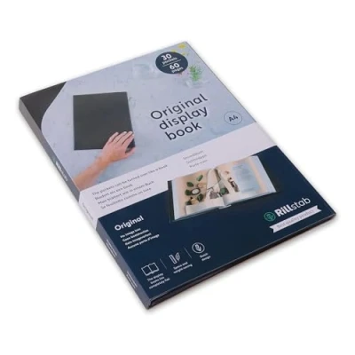 Image of Rillstab Original Display Book (30 Transparent/Clear Pockets) A4 Front Page Ring Binder Portfolio &amp; Project Presentation Folder for Meetings Conferences Poly Clear Pocket Black 99434