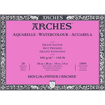 Image of ARCHES Aquarelle 100% Satin 300g Gluing Pad 4L 26x36 20 Sheets Natural White, Paper