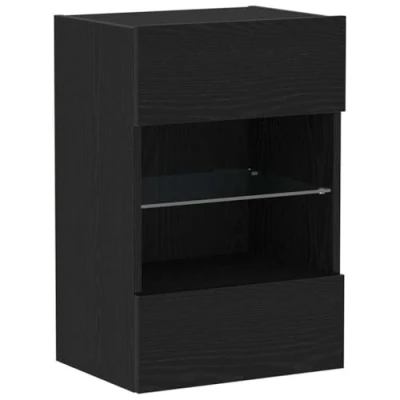 Image of vidaXL Black Engineered Wood Medium Storage Cabinet with Drawers and Shelf for Living Room Matte Finish