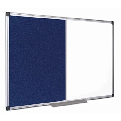 Image of Bi Office Combination Board Maya, Blue Felt/Melamine, Aluminium Frame, 120 x 90 cm