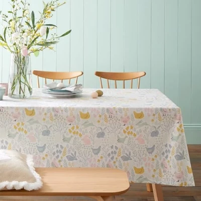 Image of Catherine Lansfield Dining Cottage Friends 137x229cm Table Cloth Natural