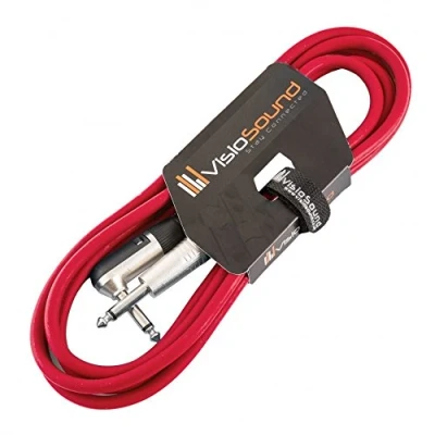 Image of Guitar Lead 6.35mm 1/4&quot; Mono Jack to Angled Jack/Instrument Cable / 6 Colours 3m Red