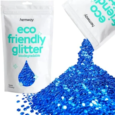 Image of Biodegradable Glitter Sapphire Blue Eco Friendly Plant Based Bio Super Chunky for Face Body Hair Craft Resin Festival Makeup Eyeshadow 100g / 3.5oz