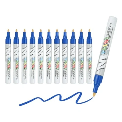Image of M&amp;G Paint Marker Pens, 12Pcs Waterproof Markers Quick Dry and Permanent Metallic for Painting Stone, Wood, Plastic, Ceramic, Canvas, Glass, Tires, Blue