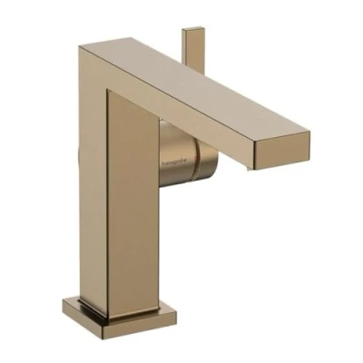 Image of hansgrohe Tecturis E Fine bathroom tap with push open waste, energy saving (CoolStart), sink spout height 110 mm, basin mixer water (EcoSmart+), brushed bronze, 73020140