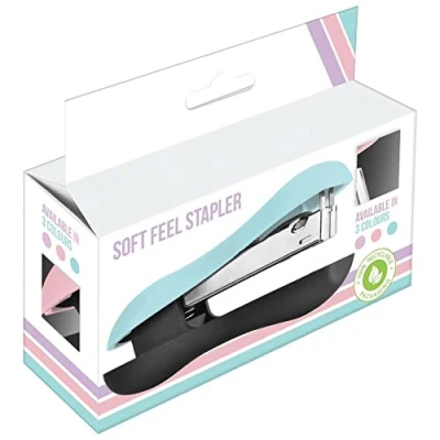 Image of Pastel Colour Half Strip Soft Feel Stapler Blue/Pink/Purple Office Desk Stationery Randomly Supply