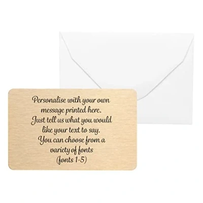 Image of Personalised Sentimental Keepsake Own Message Gold Metal Wallet Card Birthday Wedding Valentines Gift (Organza Bag)