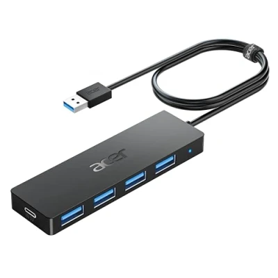 Image of Acer USB Hub 4 Ports, Multiple 3.0 Hub, A Expander for Laptop with C Power Port, Extender Port Laptop, Windows, Linux, PC, and More (4ft)