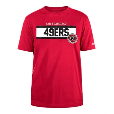 Image of SAN FRANCISCO 49ERS New Era Cap NFL Regular T Shirt High Density Ink Screenprint Front Graphic Original Team Color Unisex Red