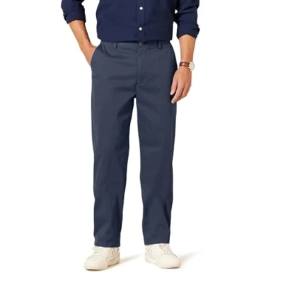 Image of Amazon Essentials Men&#039;s Classic Fit Wrinkle Resistant Flat Front Chino Trouser (Available in Big &amp; Tall), Navy, 34W / 31L