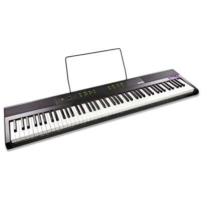 Image of RockJam 88 Key Digital Piano with Full Size Semi Weighted Keys, Power Supply, Sheet Music Stand, Note Stickers &amp; Simply Lessons