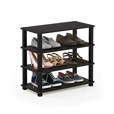 Image of Furinno Shoe Racks, Wood, Espresso/Black, one size, 4 Tier