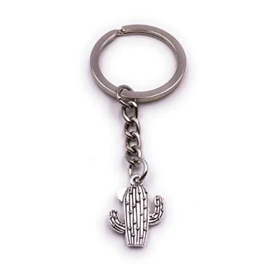 Image of H Customs Cactus Cacti Plant Desert Silver Key Chain Pendant