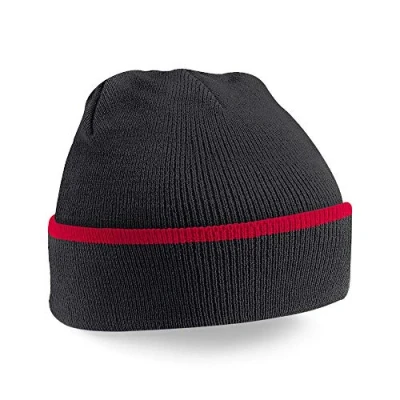 Image of Beechfield Teamwear Beanie Black/Classic Red