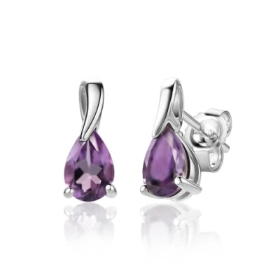 Image of Miore purple amethyst earrings for women in 9 kt 375 white gold