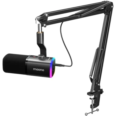 Image of MAONO XLR/USB Streaming Mikrofon mit Arm: Dynamisches Software, Stummschalttaste, Gain Regler, für Podcast, PC Gaming, Aufnahme, YouTube Inhaltserstellung, Chat, PS4/5 Mac Mixer (PD100XS)