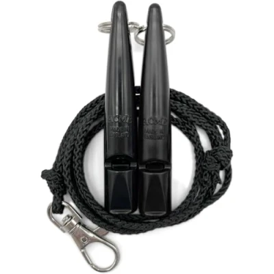 Image of ACME Dog Whistle No. 211.5 with Band Double Pack 2 Whistles Including Bands Ideal for Recall Loud and Far reaching (Black + Black)