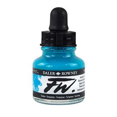 Image of Daler Rowney FW 29.5ml Acrylic Art Ink Bottle Turquoise