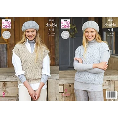Image of King Cole Ladies Double Knit DK Knitting Pattern Round or V Neck Tank Top (5796)