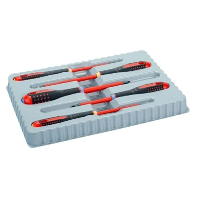 Image of Bahco BE 9882S Insulated Ergo VDE Screwdriver Set, Slotted/Pozidriv, 5 Pieces