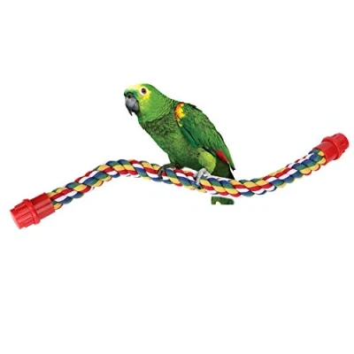 Image of Bird Rope Perches, Spiral Perch, Cotton Parrot Swing Climbing Standing Toys Cage Toys(M)