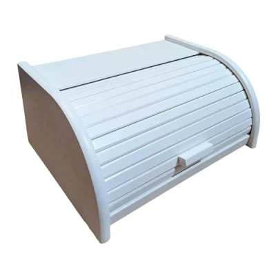 Image of Wooden Bread Bin with Sliding Lid, Dense Wood, Brown, Large