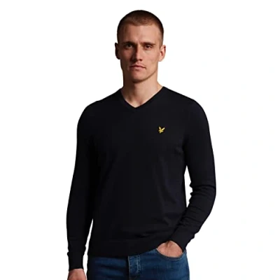 Image of Lyle &amp; Scott V NECK Jumper, Men&#039;s, Size: XL, Dark navy