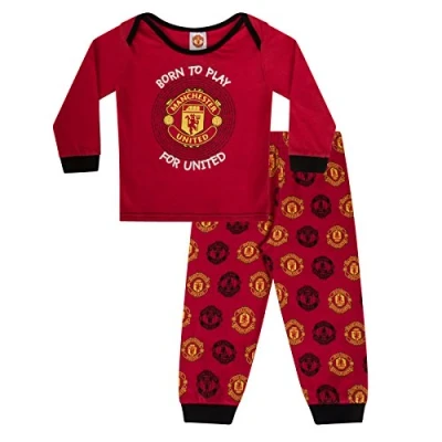 Image of Manchester United FC Official Football Gift Kids Baby Pyjamas Red 3 6 Months