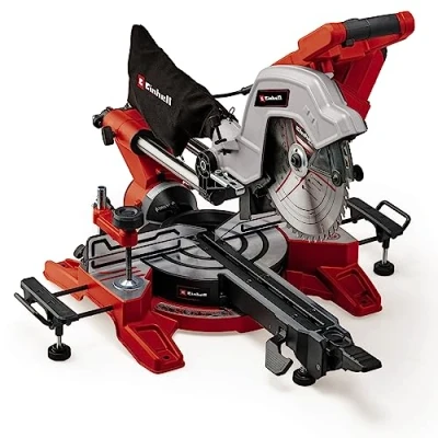 Image of Einhell 254mm Dual Bevel Sliding Mitre Saw 2100W Double Pull Cut Saw, Laser, Dust Extraction, +/ 45 Mitre, 47 TE SM 10L Circular with 48T Blade for Cutting Wood and Plastic