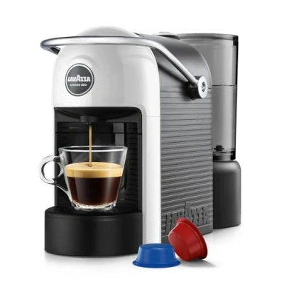 Image of Lavazza, A Modo Mio Jolie EVO, Coffee Capsule Machine, Made from 36% Recycled Plastic, Compatible with Pods, Removable Cup Rest, Automatic Shut Off, 1250 W, 220240 V, 5060 Hz, White