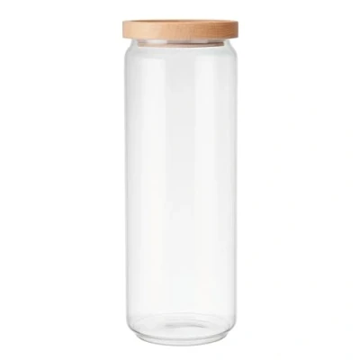 Image of KitchenCraft Idilica Glass Storage Jar with Beechwood Lid, 1300ml