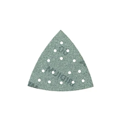 Image of Mirka Iridium sanding Triangle Premium Sandpaper 93x93x93mm 15 Hole Grip, Grit 60, 50 pcs / For paint, putty, primer, wood, steel, mineral materials, plastic.