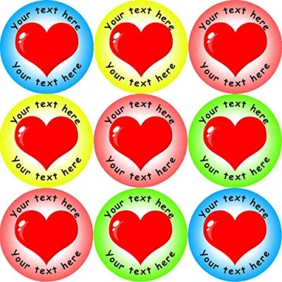 Image of 144 Heart Personalised 30 mm Reward Stickers for School Teachers, Parents and Nursery