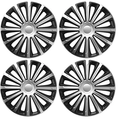 Image of UKB4C 4x Wheel Trims Hub Caps 15&quot; Covers fits Honda Jazz Civic Accord in Silver &amp; Black Alloy Look