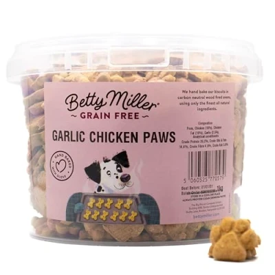 Image of Betty Miller Grain Free Dog Treats Garlic &amp; Chicken Paws 1kg
